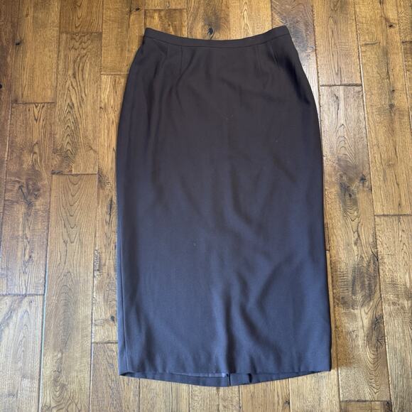 Kasper For A.S.L Chocolate Brown Skirt Suit 2 Pc Set Size 16 Velvet Collar - Picture 2 of 15